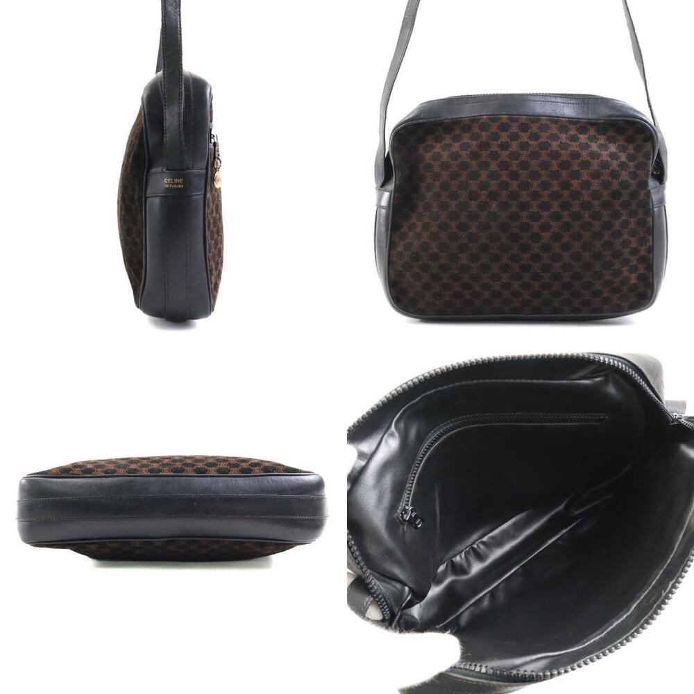 Celine Crossbody Shoulder Leather Bag Macadam Brown Black Suede Brown Black